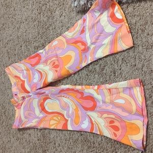 Orange print bell-bottoms